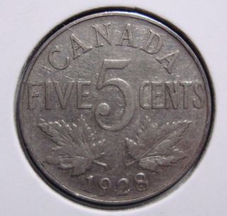 1928 5c Canada 5 Cents,  King George V Nickel,  Canadian,  3321 photo