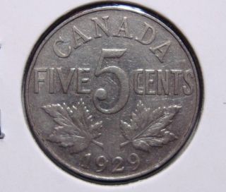 1929 5c Canada 5 Cents,  King George V Nickel,  Canadian,  3382 photo