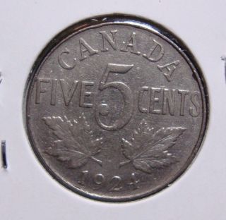 1924 5c Canada 5 Cents,  King George V Nickel,  Canadian,  3236 photo