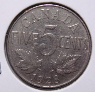 1928 5c Canada 5 Cents,  King George V Nickel,  Canadian,  3326 photo