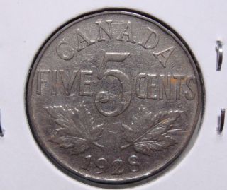 1928 5c Canada 5 Cents,  King George V Nickel,  Canadian,  3319 photo
