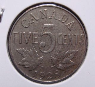 1928 5c Canada 5 Cents,  King George V Nickel,  Canadian,  3335 photo