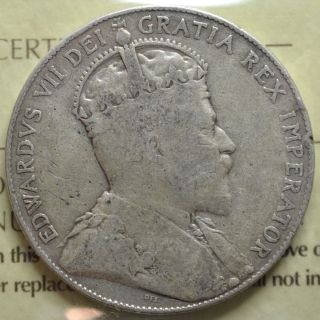 1909 Canadian Silver Half Dollar - Iccs Graded - G - 6 photo