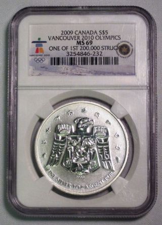 Canada 2009 $5 Vancouver Olympiad Ngc Ms 69 9999 Silver Coin Ede6 - 02 photo