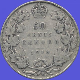 1918 Canada Silver 50 Cent Piece (11.  66 Grams.  925 Silver) No Tax photo