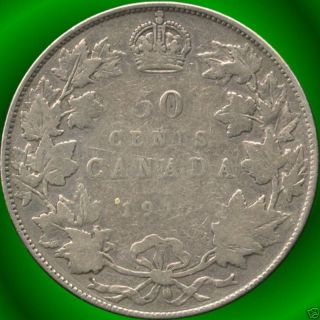 1917 Canada Silver 50 Cent Piece (11.  66 Grams.  925 Silver) (no Tax) photo
