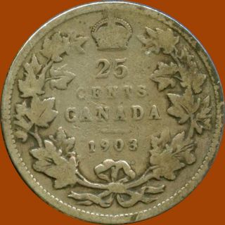 1903 Canada Silver 25 Cents (5.  81 Grams.  925 Silver) No Tax photo