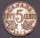 Canada 1922 Five Cents Variety Flat Rim Old Choice Au Coin N1 - 117 Coins: Canada photo 5