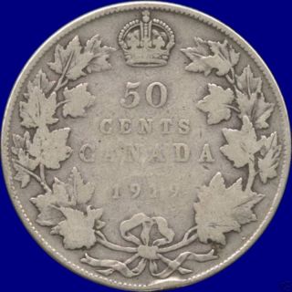 1919 Canada Silver 50 Cent Piece (11.  66 Grams.  925 Silver) (no Tax) photo