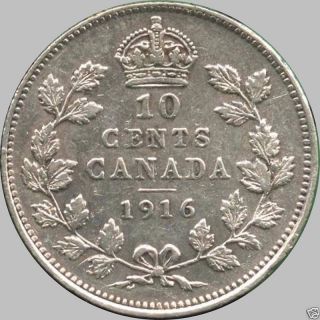 1916 Canada Silver 10 Cents (2.  32 Grams.  925 Silver) (no Tax) photo