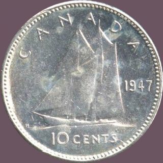 1947 Canada 10 Cent Silver Coin (2.  33 Grams.  800 Silver) No Tax photo