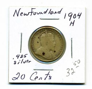 Newfoundland Twenty Cents 1904 - H,  Vg+ photo