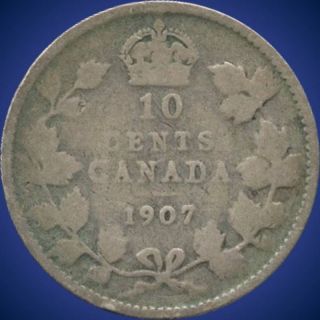 1907 Canada 10 Cent Silver Coin (2.  32 Grams.  925 Silver) No Tax photo