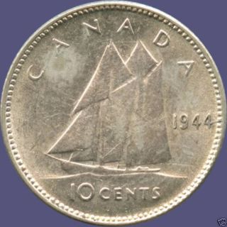 1944 Canada 10 Cent Silver Coin (2.  33 Grams.  800 Silver) (no Tax) photo