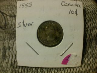 1953 Canada Silver.  10 Cents photo