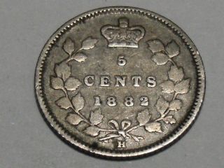 1882h Canadian Five Cent Silver Coin 6996a photo