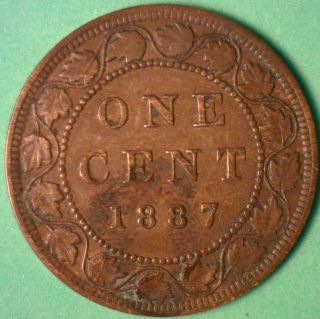 1887 Canadian Copper Large Cent Coin Canada One Cent Extra Fine Xf photo