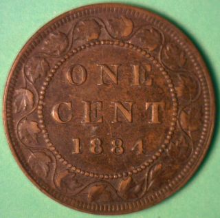 1884 Cl Canadian Copper Large Cent Coin Canada One Cent Extra Fine Xf photo