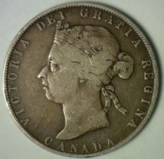 1892 Canadian Silver Half Dollar Victoria Obverse 4 Vg Canada Fifty Cents Coin photo
