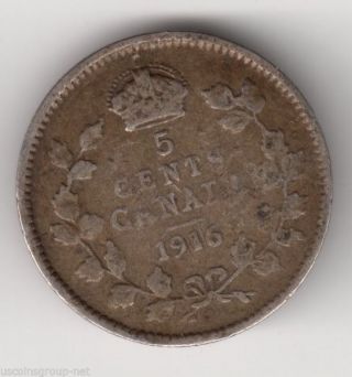 1916 5c King Edward Silver Canada 5 Cents photo