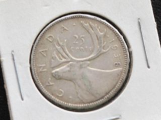 1938 Canada Twenty Five 25 Cents 80% Silver Coin D0567 photo