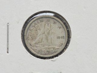 1942 Canada George Vi Silver Ten Cents Coin D0627 photo