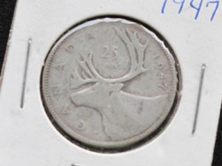 1947 Canada Twenty Five 25 Cents 80% Silver Coin D0569 photo