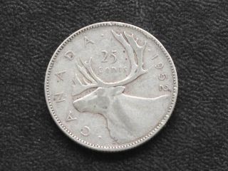 1952 Canada Twenty Five 25 Cents 80% Silver Coin D0647 photo
