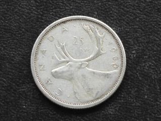 1960 Canada Twenty Five 25 Cents 80% Silver Coin D0635 photo