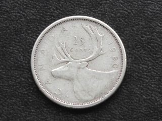 1960 Canada Twenty Five 25 Cents 80% Silver Coin D0639 photo