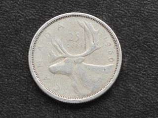 1960 Canada Twenty Five 25 Cents 80% Silver Coin D0646 photo