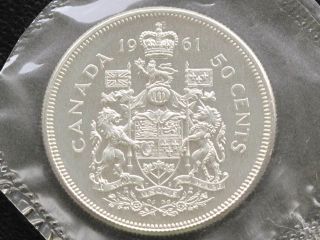 1961 Canada Fifty Cents Elizabeth Ii Silver Proof - Like Coin D0579 photo