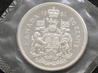 1961 Canada Fifty Cents Elizabeth Ii Silver Proof - Like Coin D0601 photo