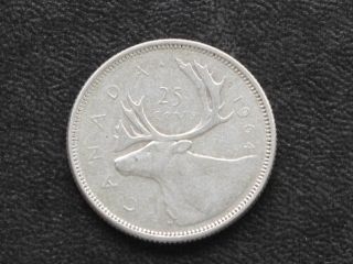 1964 Canada Twenty Five 25 Cents 80% Silver Coin D0648 photo