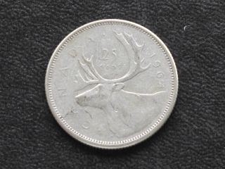 1964 Canada Twenty Five 25 Cents 80% Silver Coin D0651 photo