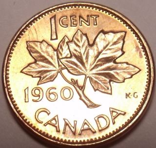 Unc Canada 1960 Maple Leaf Cent Queen Elizabeth Ii photo