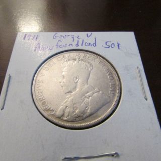1911 Newfoundland George V 50 Cents Silver Coin photo