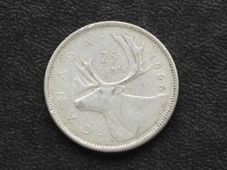 1966 Canada Twenty Five 25 Cents 80% Silver Coin D0655 photo