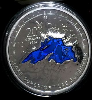 2014 Canada Coin Cond.  Lake Superior 1 Oz.  Fine.  9999 Silver Coin Ogp + photo