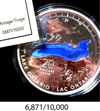 2014 Canada Coin Cond.  Lake Ontario 1 Oz.  Fine.  9999 Silver Coin Ogp + photo