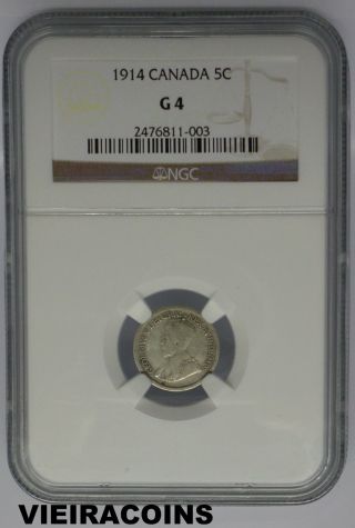 1914 Canada 5 Cents - Certified By: Ngc G 4 - 298 photo