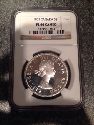 1963 Canada Silver Dollar Ngc Pl66 Cameo photo