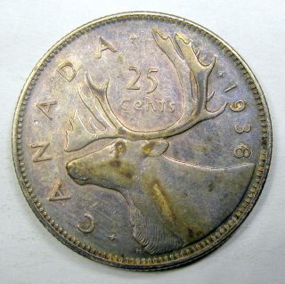 1938 Twenty - Five Cents Vf - 30 Scarce Date George Vi Canada Silver Vf - Ef Quarter photo