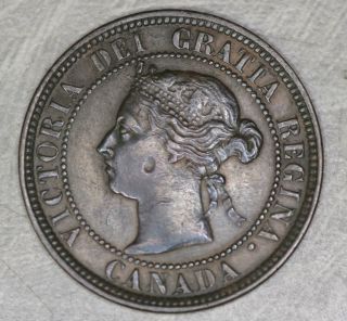 Canada Large One Cent 1884 Au+ Details 1c 1 Cent/penny About/almost Unc photo