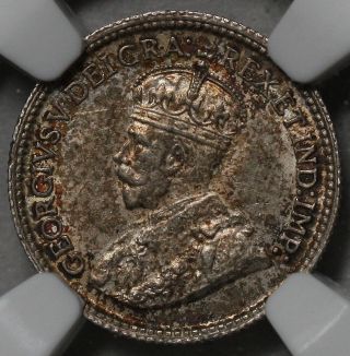 1913 Ngc Ms 62 Canada Silver 5 Cents (half Dime) King George V Bu Uncirculated photo