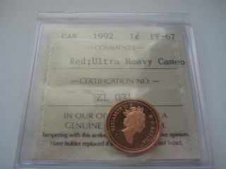 1992 Canada 1c Penny - Iccs Certified Pf67 Ultra Heavy Cameo photo