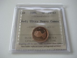 1984 Canada Proof 1c Penny - Iccs Certified Pf67 Ultra Heavy Cameo photo