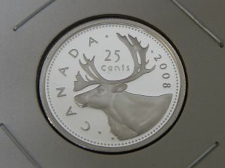 2008 Silver Proof Unc Canadian Canada Caribou Quarter Twenty Five 25 Cent photo