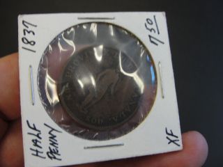 1837 Half Penny Canada Low Mintage Token Copper Coin 1/2 Cent Ap3 photo