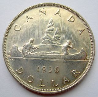 1936 Silver Dollar Ms - 63 Bu King George V Key 2nd Canada $1.  00 photo